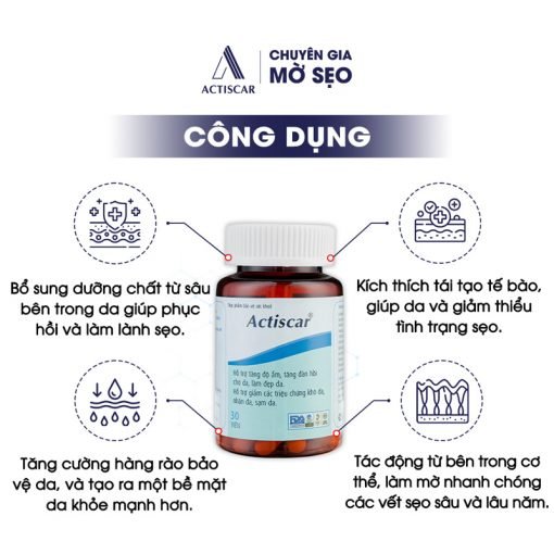 Công dụng chính của viên uống xóa mờ sẹo Actiscar