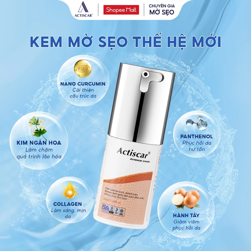 Kem mờ sẹo lõm Actiscar cam thế hệ mới