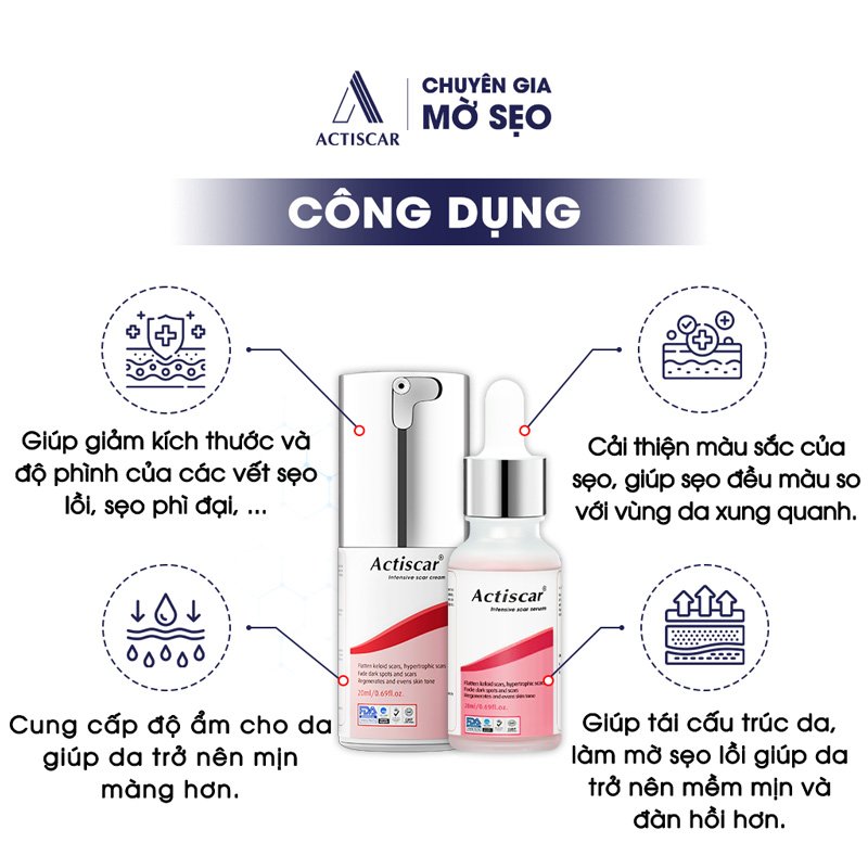 Công dụng combo trị sẹo lồi Actiscar