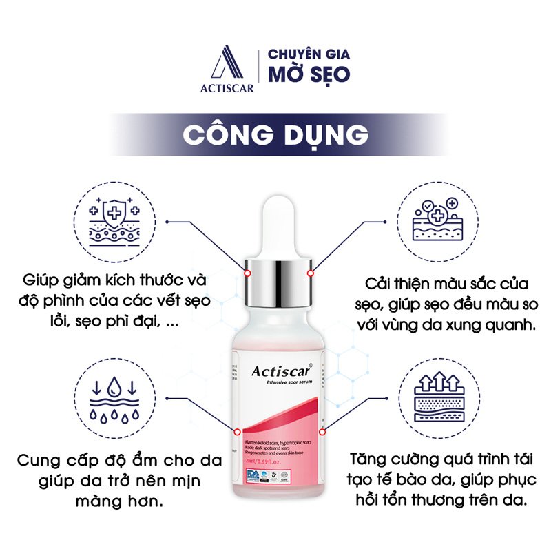 Công dụng Serum trị sẹo lồi Actiscar 20ml