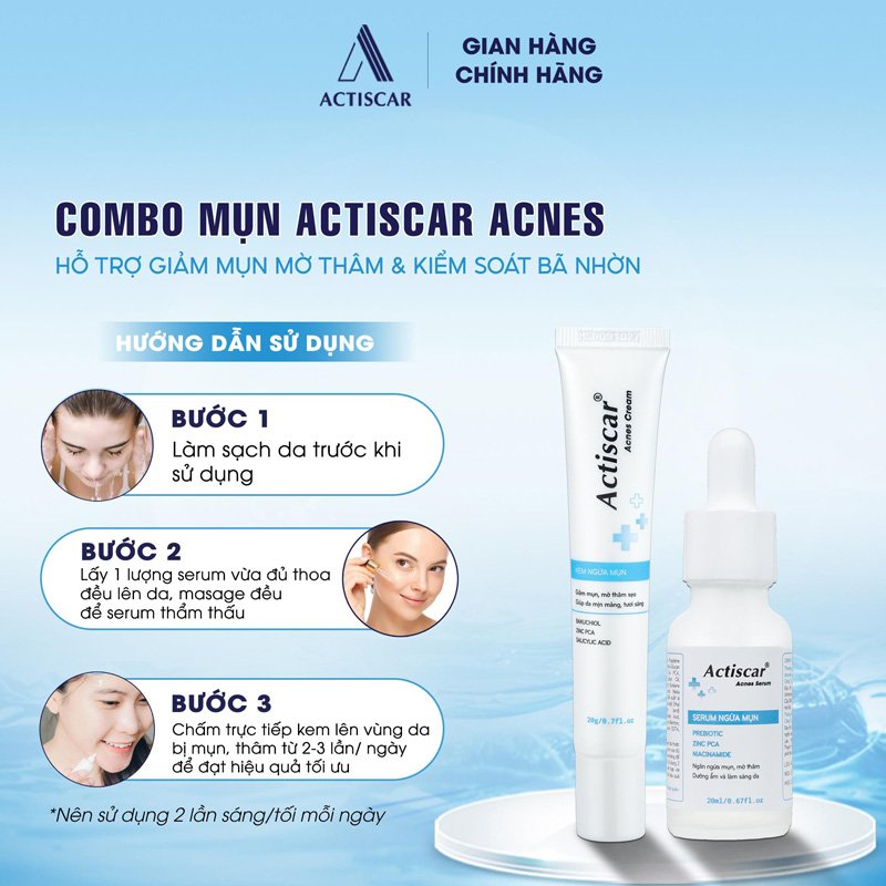 Hướng dẫn sử dụng Combo xử lý mụn Actiscar Acnes