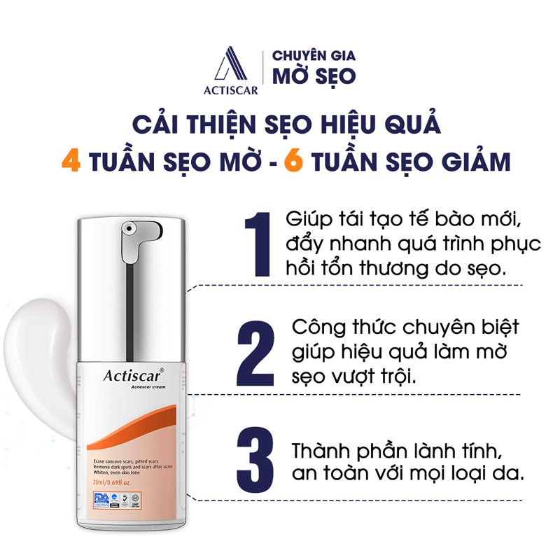 Thời gian hiệu quả của Kem trị sẹo lõm Actiscar